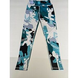 Medium Color Block Letter Graphic Yoga Leggings, Elastic Tummy‎ Control Fitness